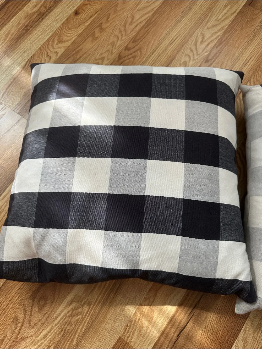 Black and White Buffalo Check Down Throw Pillows Pair 19”x19” 20”x20